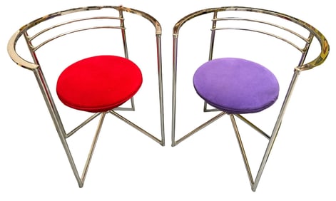 Post Modern Sculptural Accent Chairs, Pair