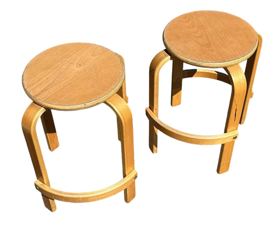ALVAR AALTO Style Stools, Pair (1 of 3)