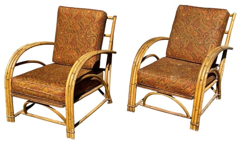 Boho Mid Century Rattan Lounge Chairs