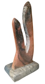 Modernist Pink Alabaster Sculpture, Signed & Dated