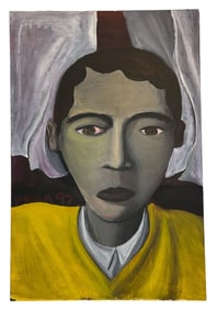 Abstract Oil on Canvas Portrait of a Boy