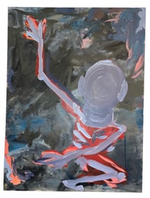 Abstract Skeleton Oil on Canvas, Signed