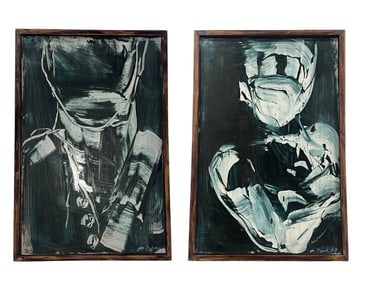 MICHAEL J. DOWLING Abstract Oil on Board, Two