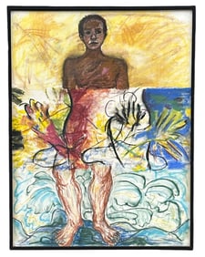 Abstract Oil Pastel Portrait of a Man