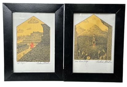 Pair Signed Sacred Heart Prints, "El Tajin"