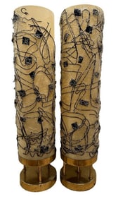 Pair Space Age Mid Century Fiberglass Floor Lamps