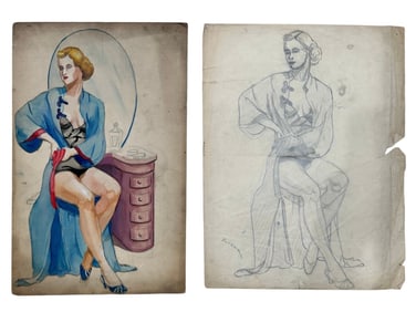 Two Sexy Pin Up Girl Drawings ZOHRER 3D