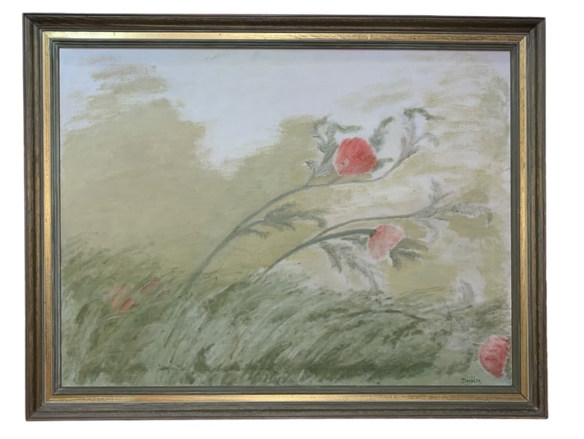 DOEBLER Signed Pastel Landscape: 35" H x 45" W in the frame.