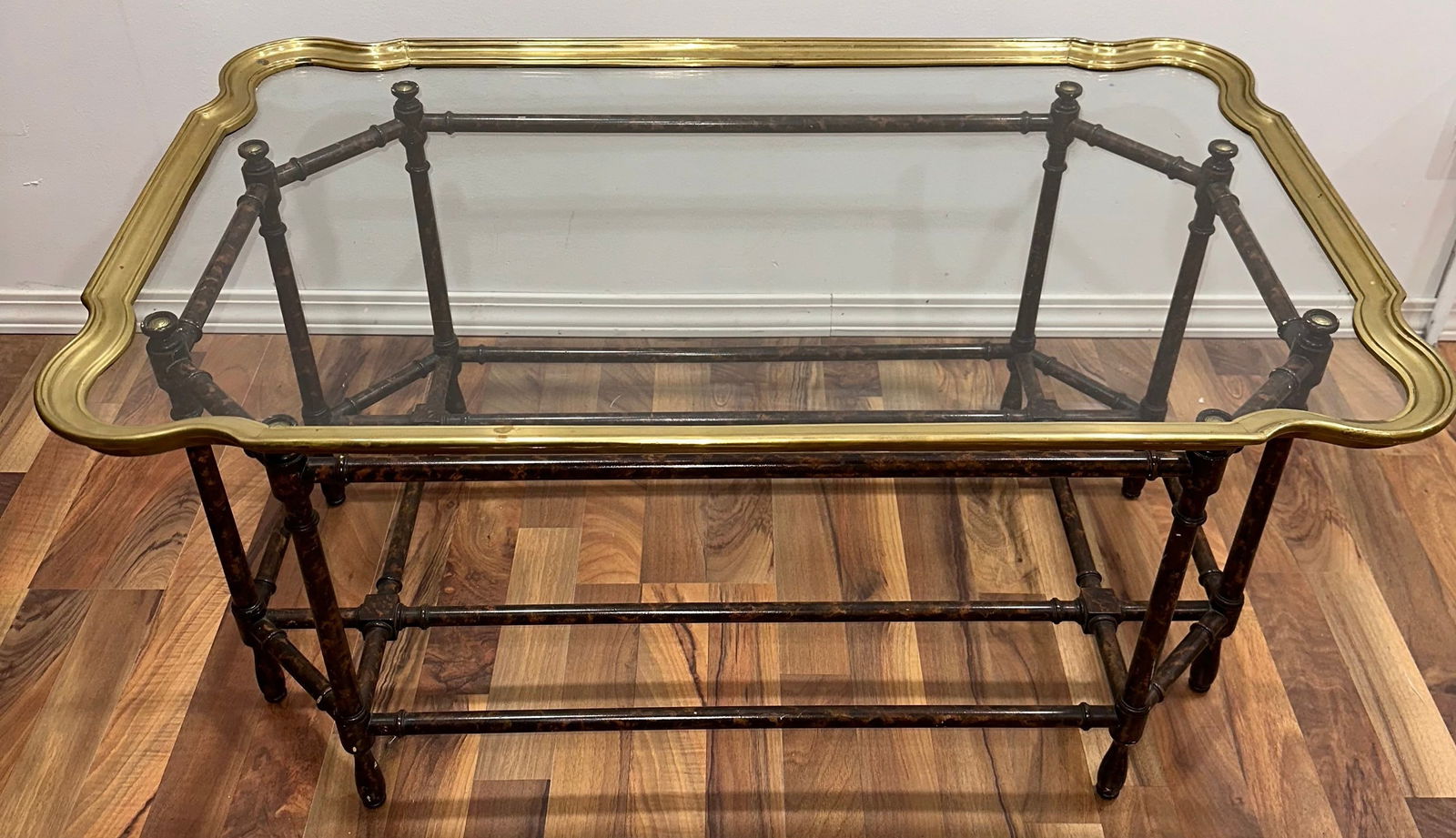 BAKER Faux Bamboo and Brass Hollywood Regency Table (1 of 5)