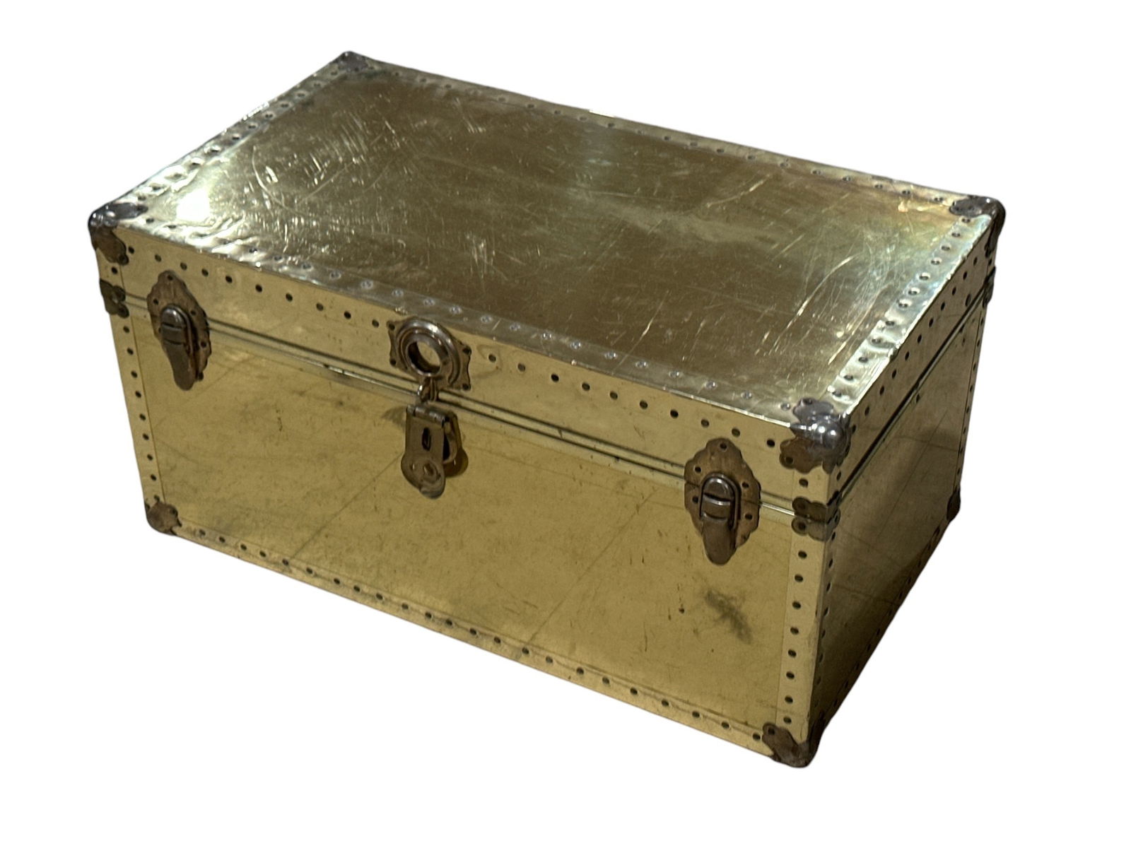 Hollywood Regency Brass Trunk Cedar Lined (1 of 5)