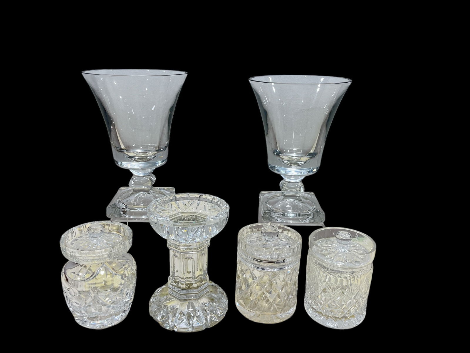 Collection Vintage Cut Glass Candle Holder and Jars WATERFORD (1 of 4)