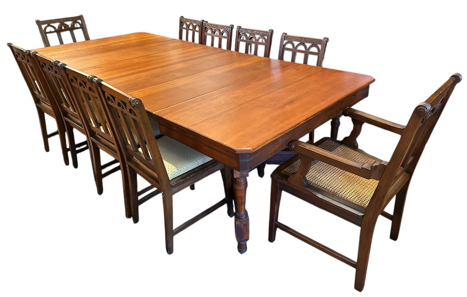 Late 1900's Edwardian Semi Formal Dining Table & 10 Chairs (1 of 11)