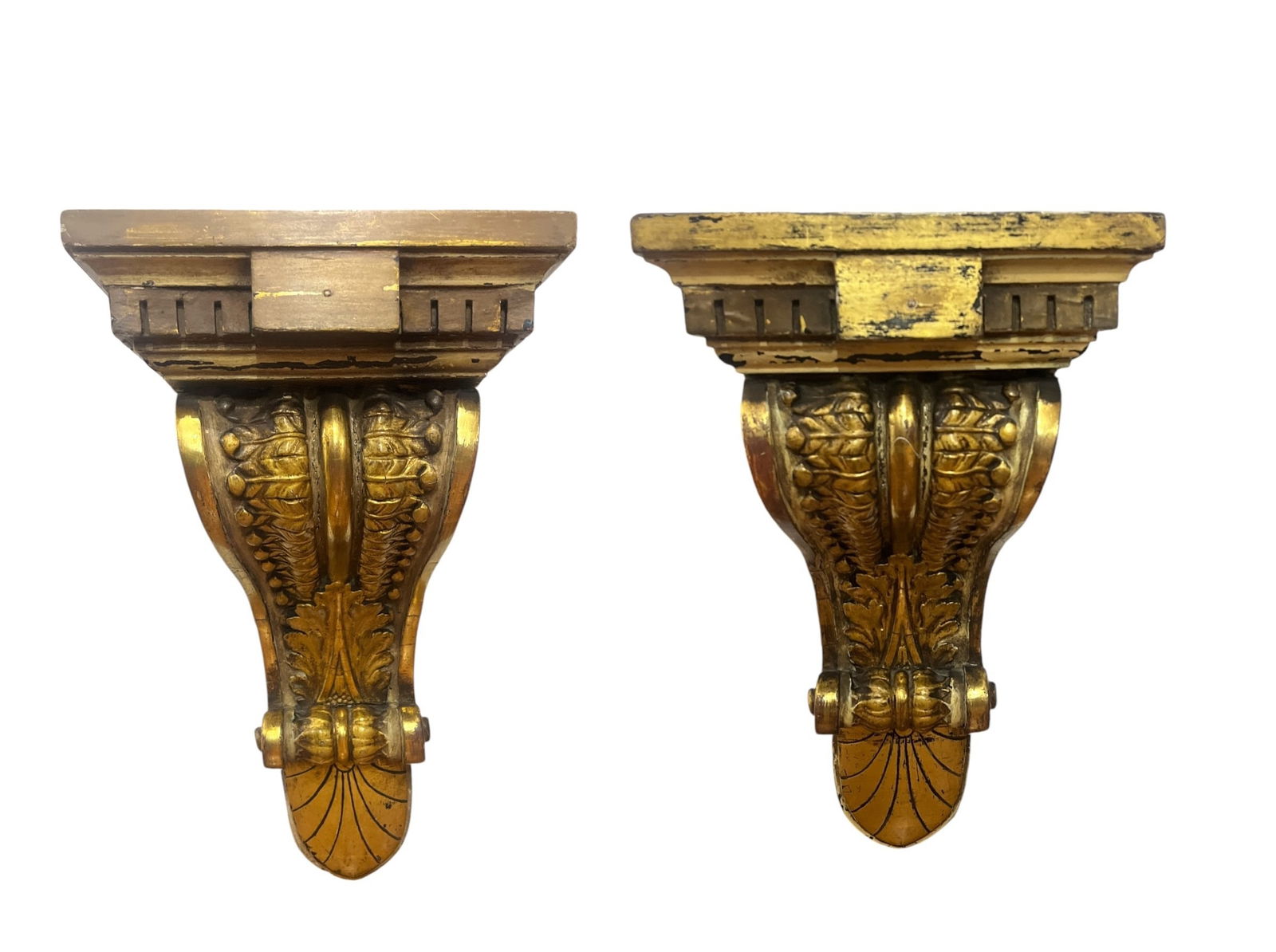 Vintage Gold Gilt Architectural Wall Shelves, Pair (1 of 3)