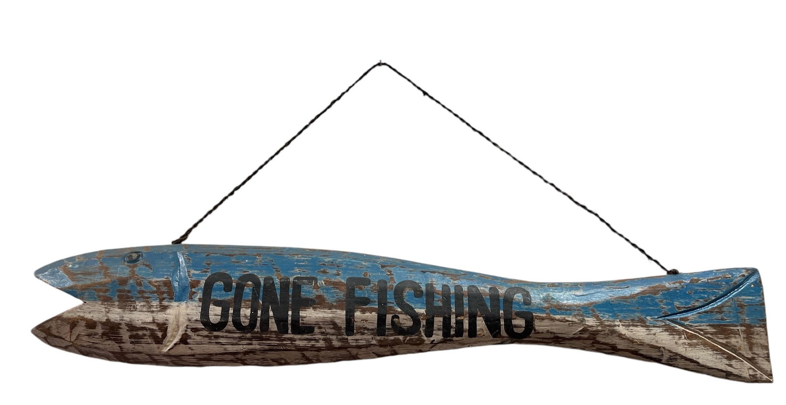 Vintage "Gone Fishing" Folk Art Trade Sign (1 of 3)