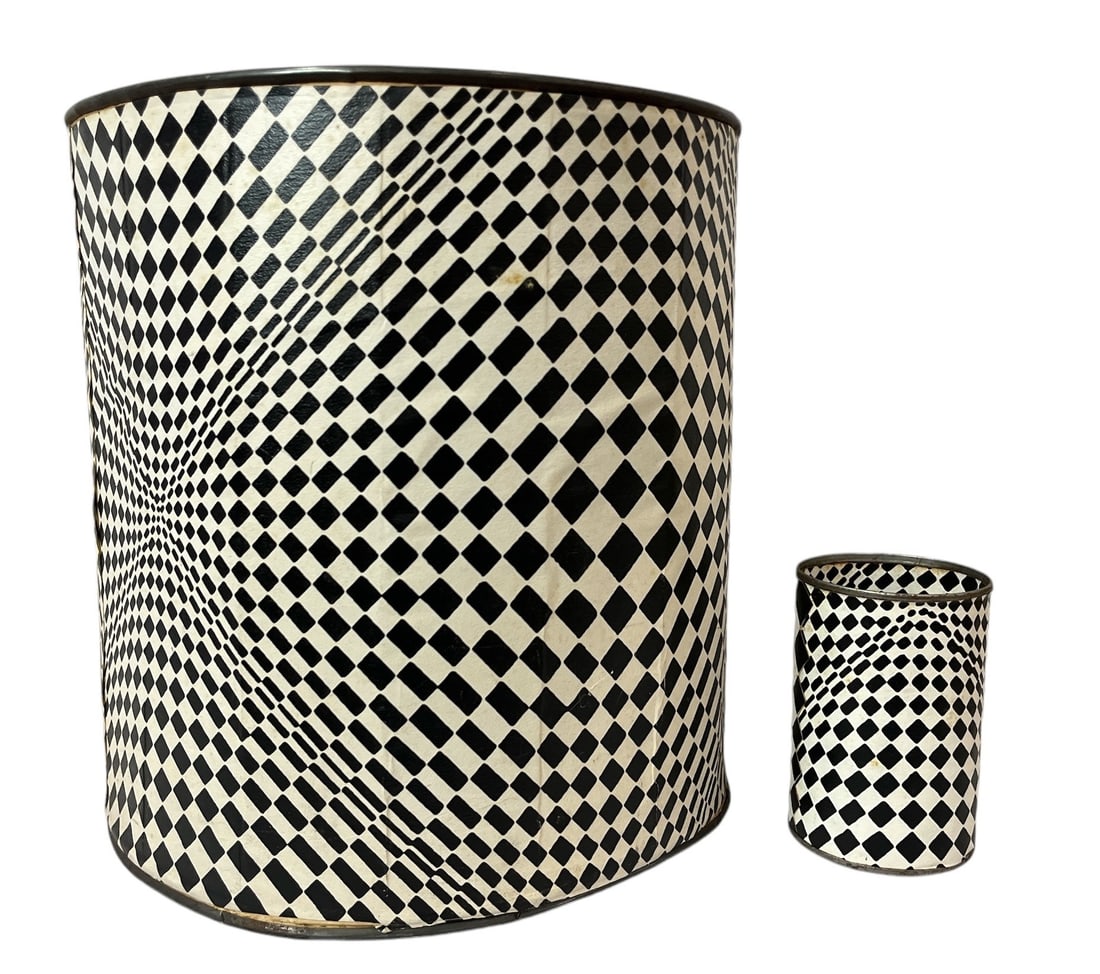 1960's Op Art Waste Basket and Pencil Holder (1 of 3)