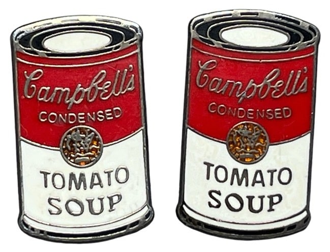 ANDY WARHOL Pop Art Campbell's Soup Can Cufflinks: Soup cans are .75" x .5". Stamped Acme Studios on the back.