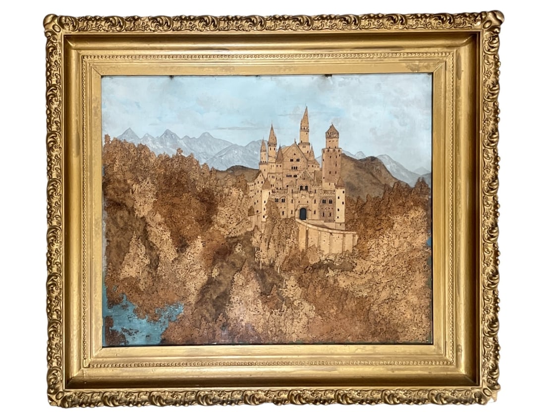 Mid Century Cork Art Shadow Box, Neuschwanstein Castle (1 of 6)