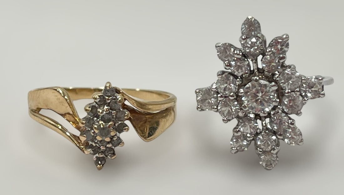 Two Womens Rings, 10k Gold & Diamond, 14k Gold and CZ (1 of 7)