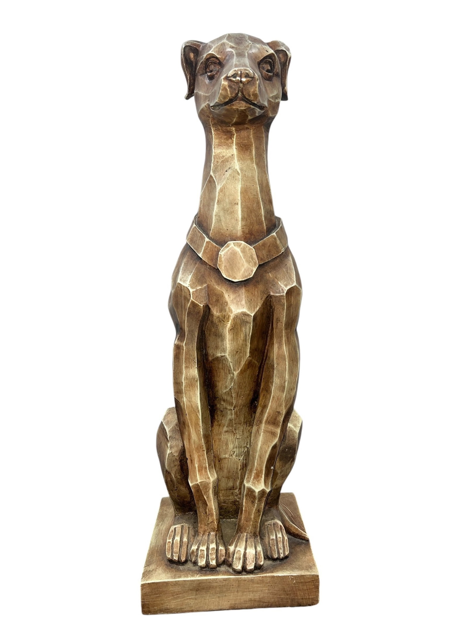 Modernist Greyhound Guardian Statue: 19" H x 6" x 6" at the base.