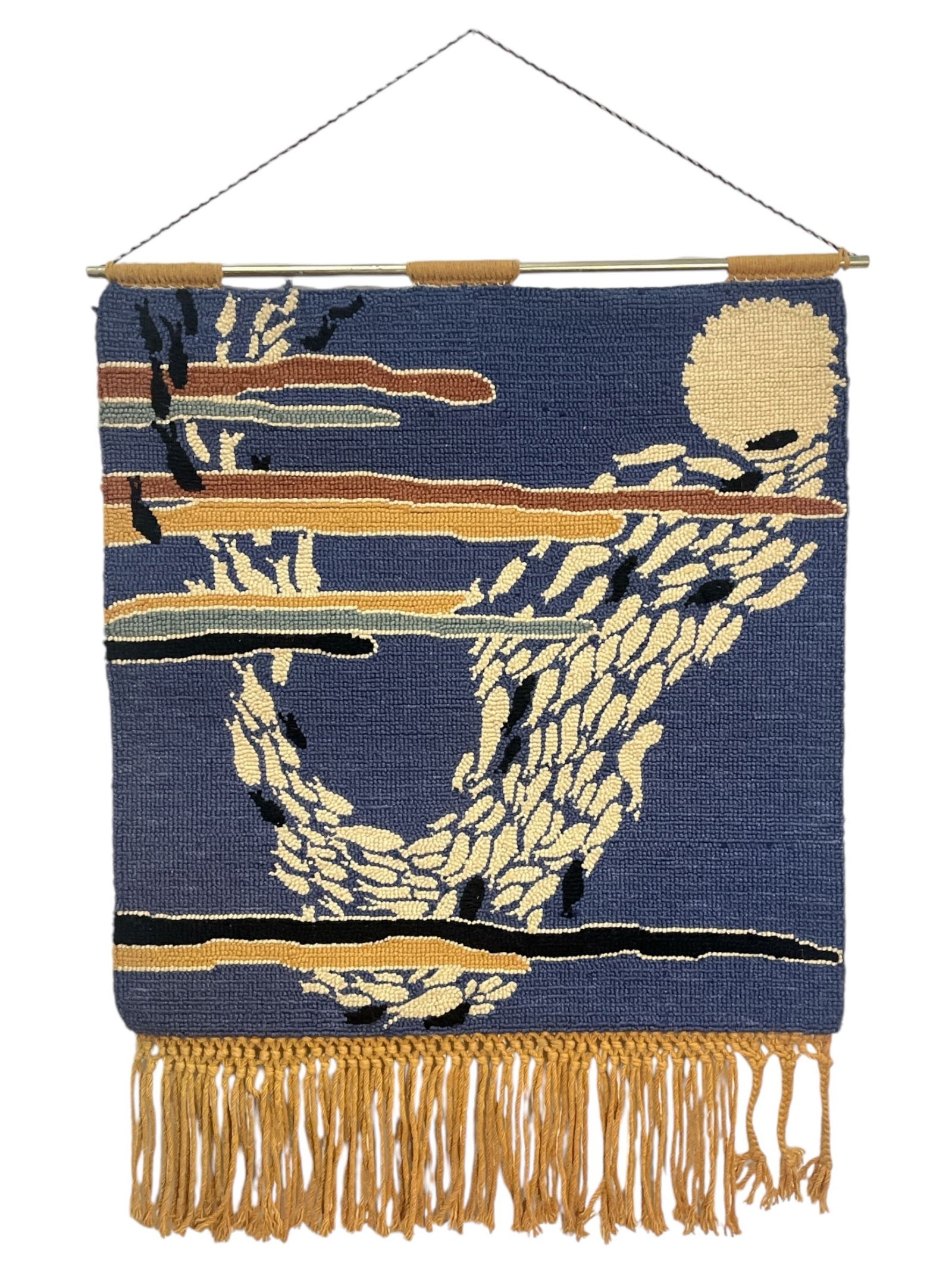 Mid Century Japanese? Hanging Textile, School of Fish (1 of 3)