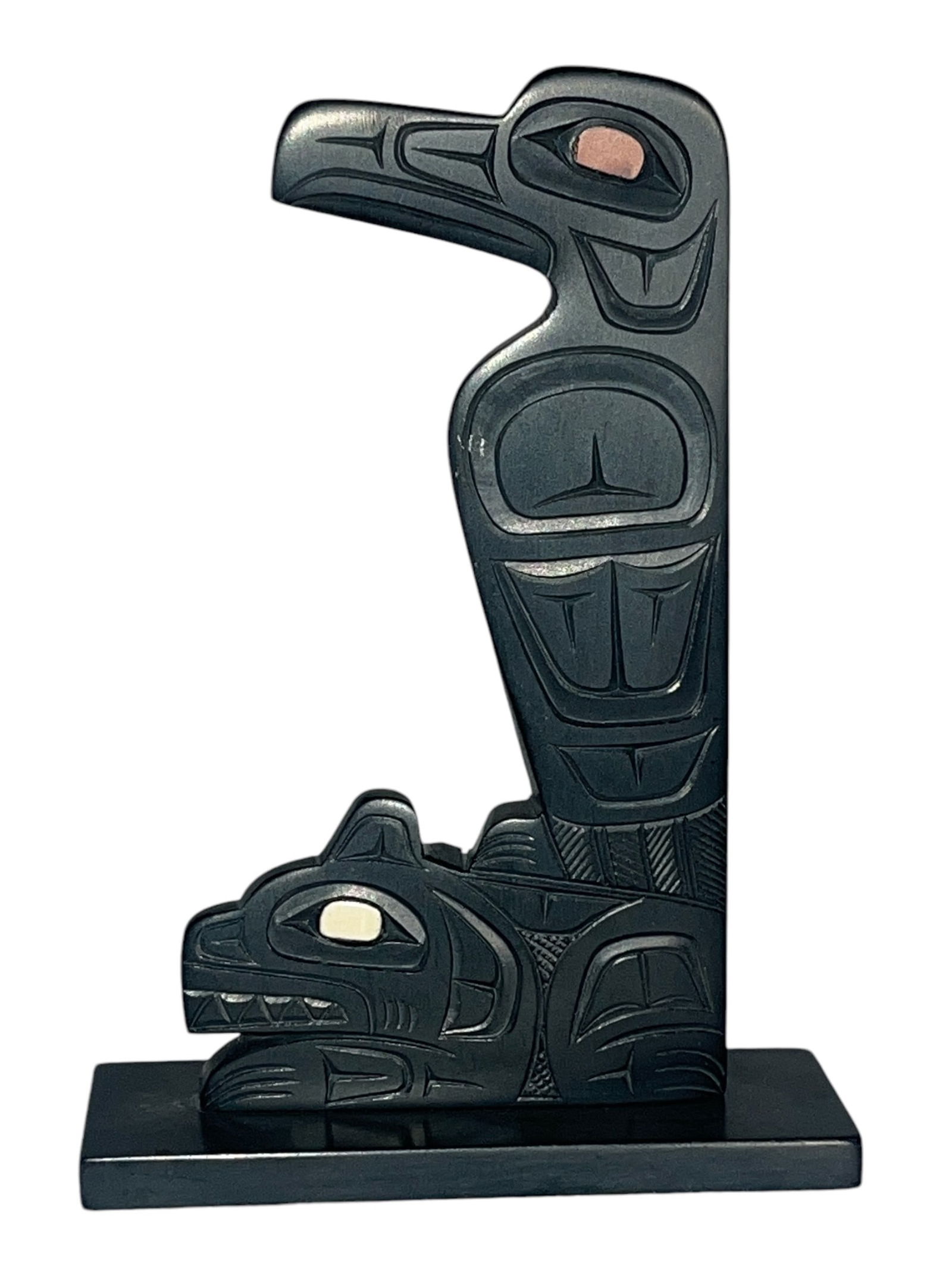 A 20th C. Haida Argillite Raven & Bear by GLEN POLLARD (1 of 3)