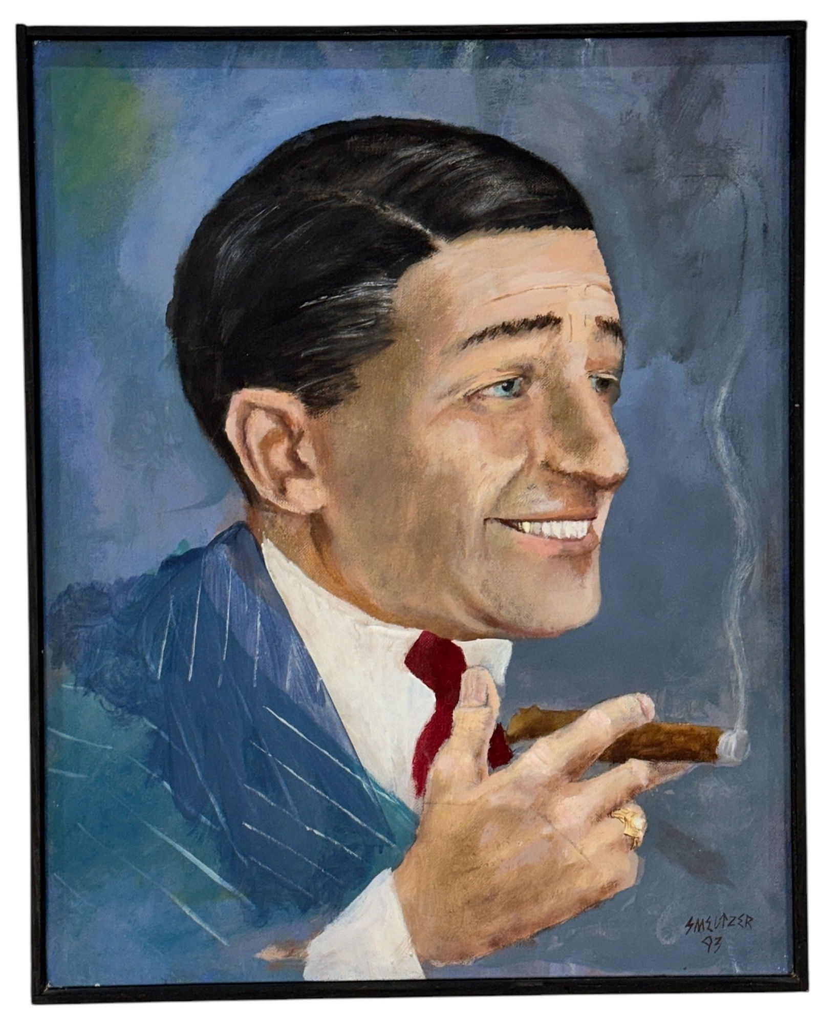 "Frank Nitti" Oil on Board, ROBERT D. SMELTZER Outsider Artist (1 of 3)