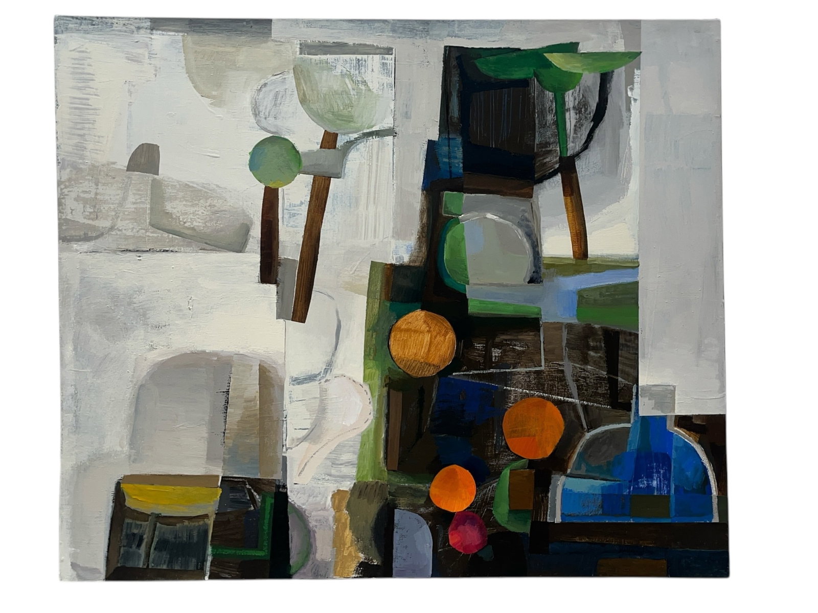 A Neomodernism BRIAN OVERLEY Landscape Painting on Canvas: 32" H x 38" W; Signed and dated on the back.