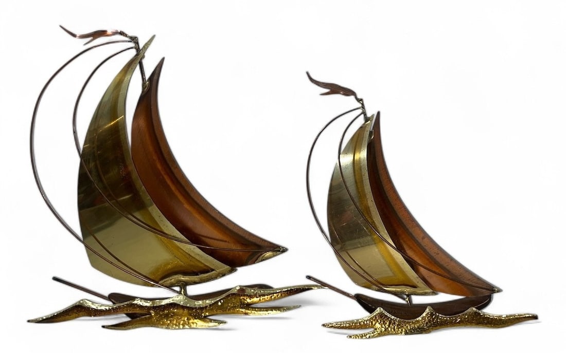 Two CURTIS JERE Style Mid Century Sailboat Wall Hangings (1 of 2)