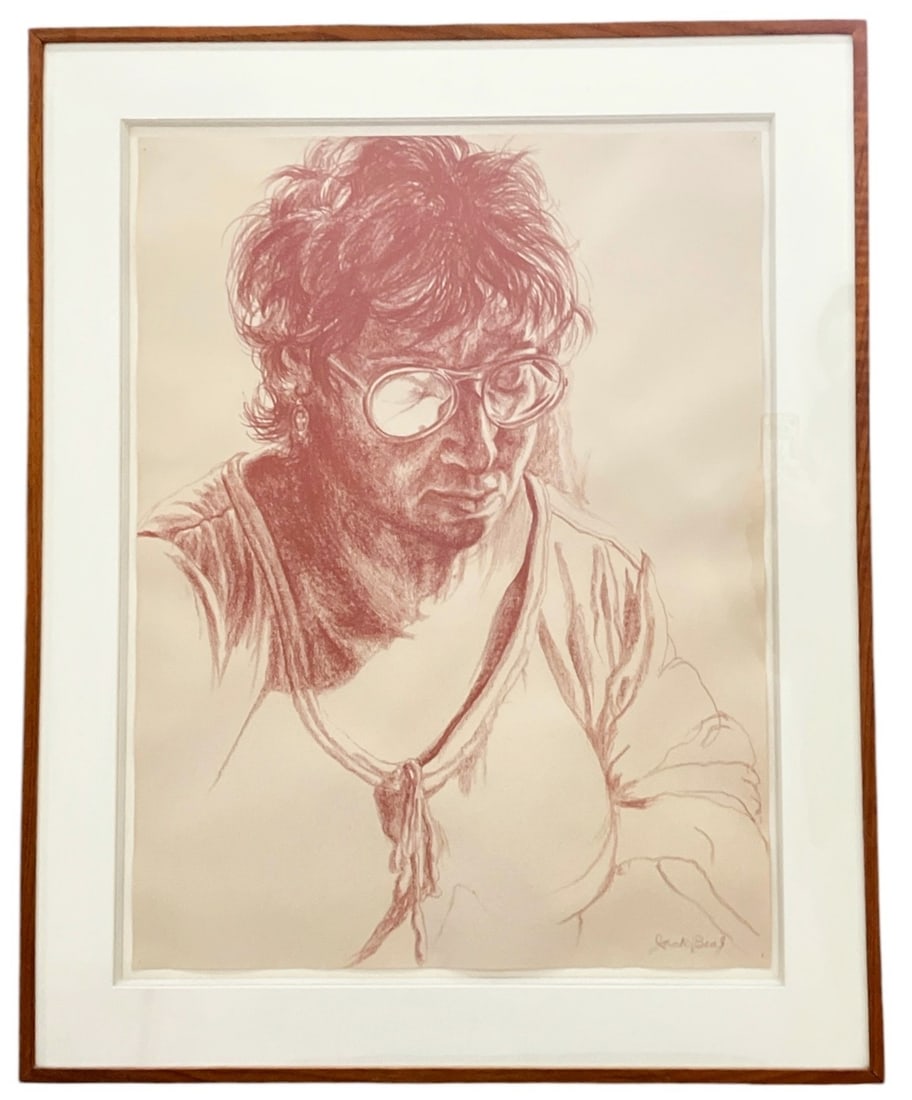 A Mid Century Signed JACK BEAL Charcoal on Paper Portrait (1 of 3)