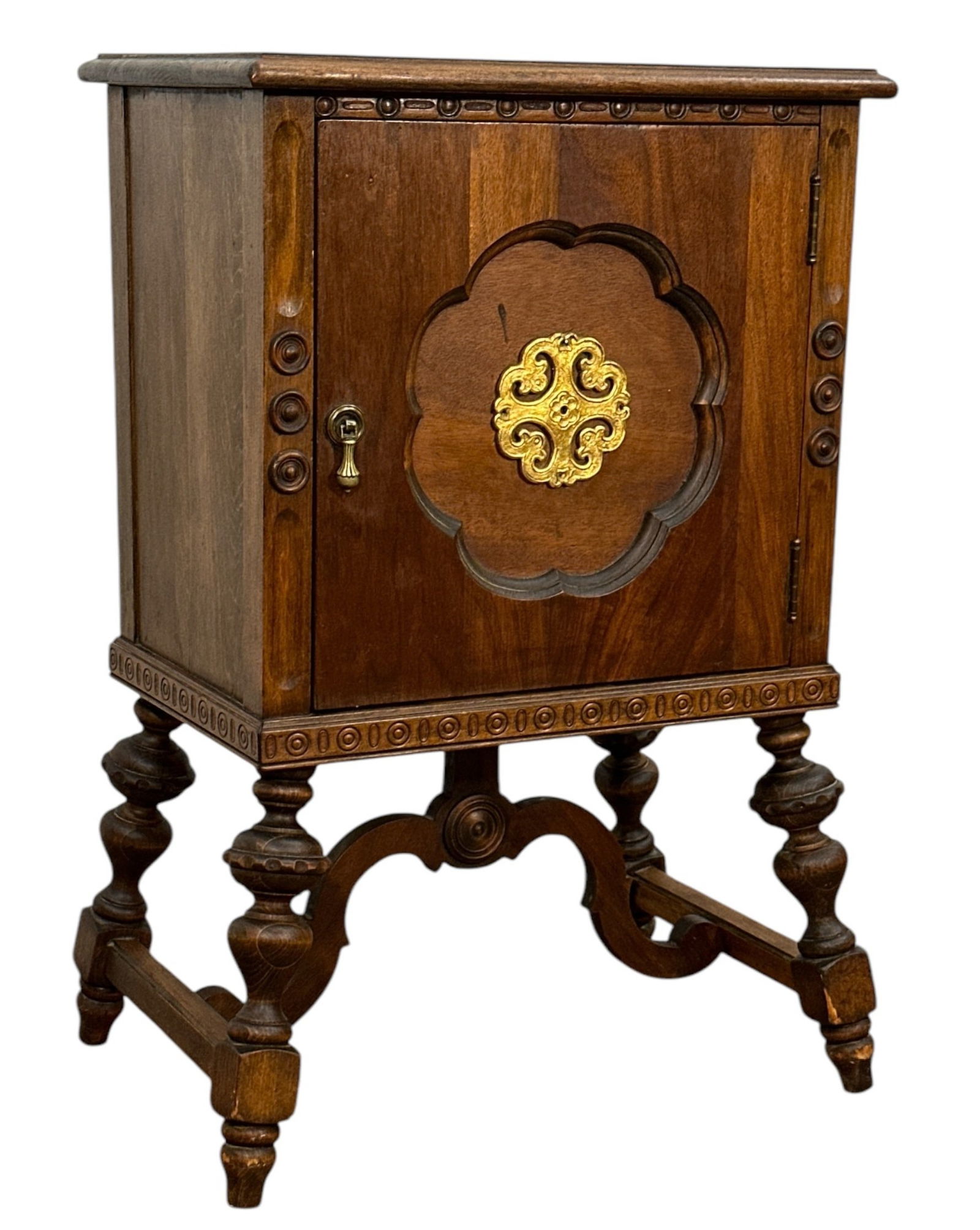 Antique Walnut Humidor Smoking Stand (1 of 5)