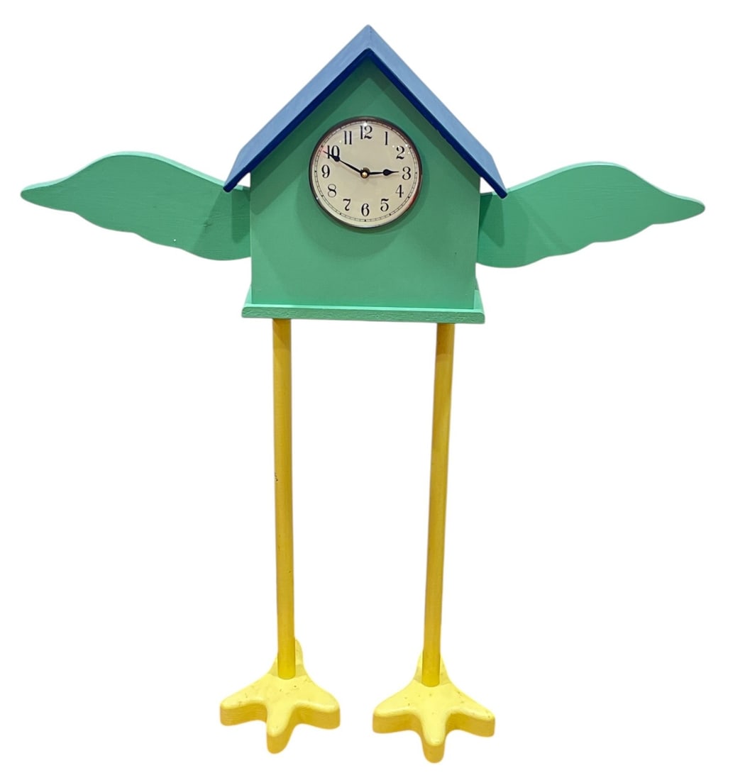 Whimsical Carved Wood Folk Art Standing Bird Clock (1 of 4)