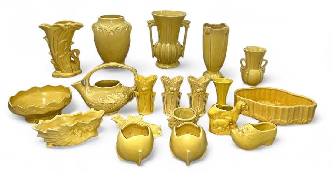 Large Collection MCCOY Yellow Pottery Vases and Figural Planters (1 of 6)