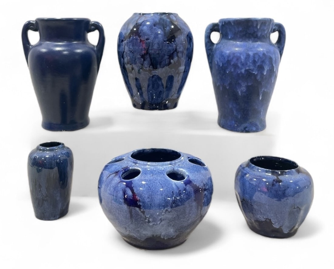 Collection Brush Pottery Art Vellum, Cobalt & Blue Onyx Vases (1 of 5)