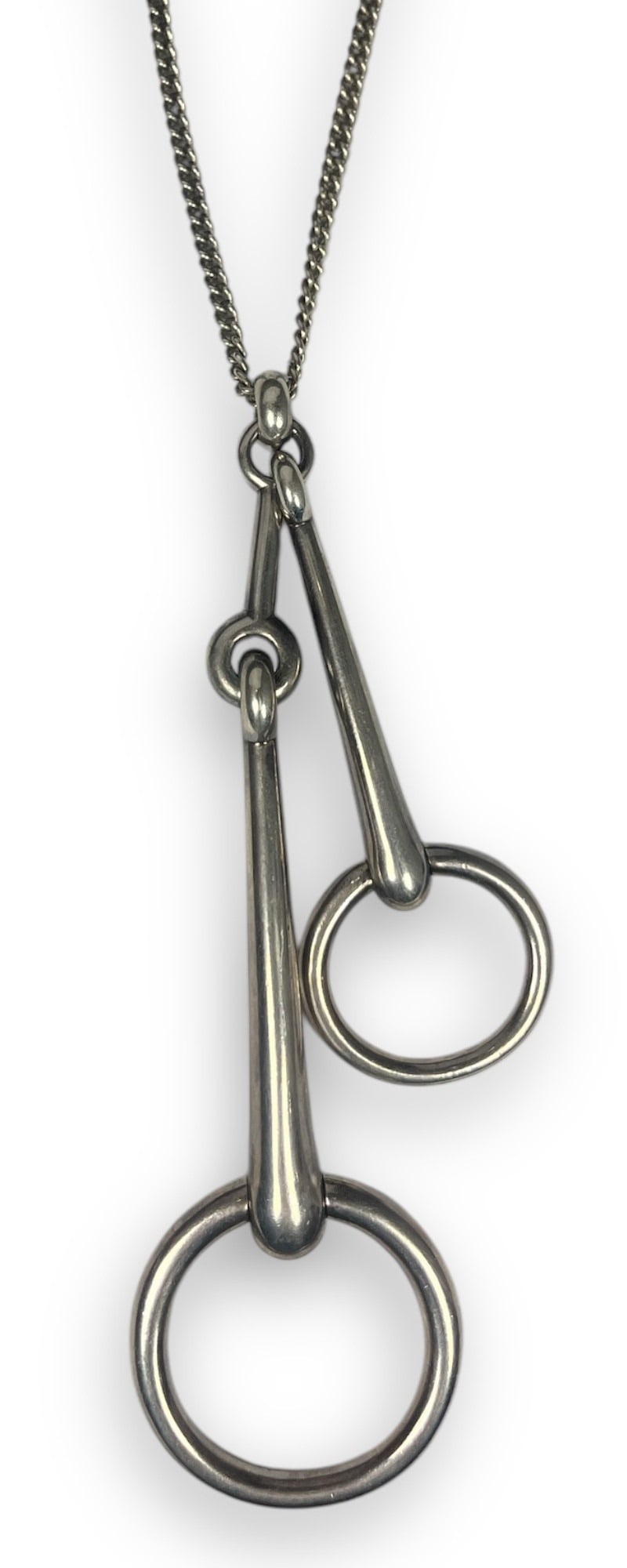 HERMES Sterling Silver Double Horse Bit Pendant Necklace (1 of 7)