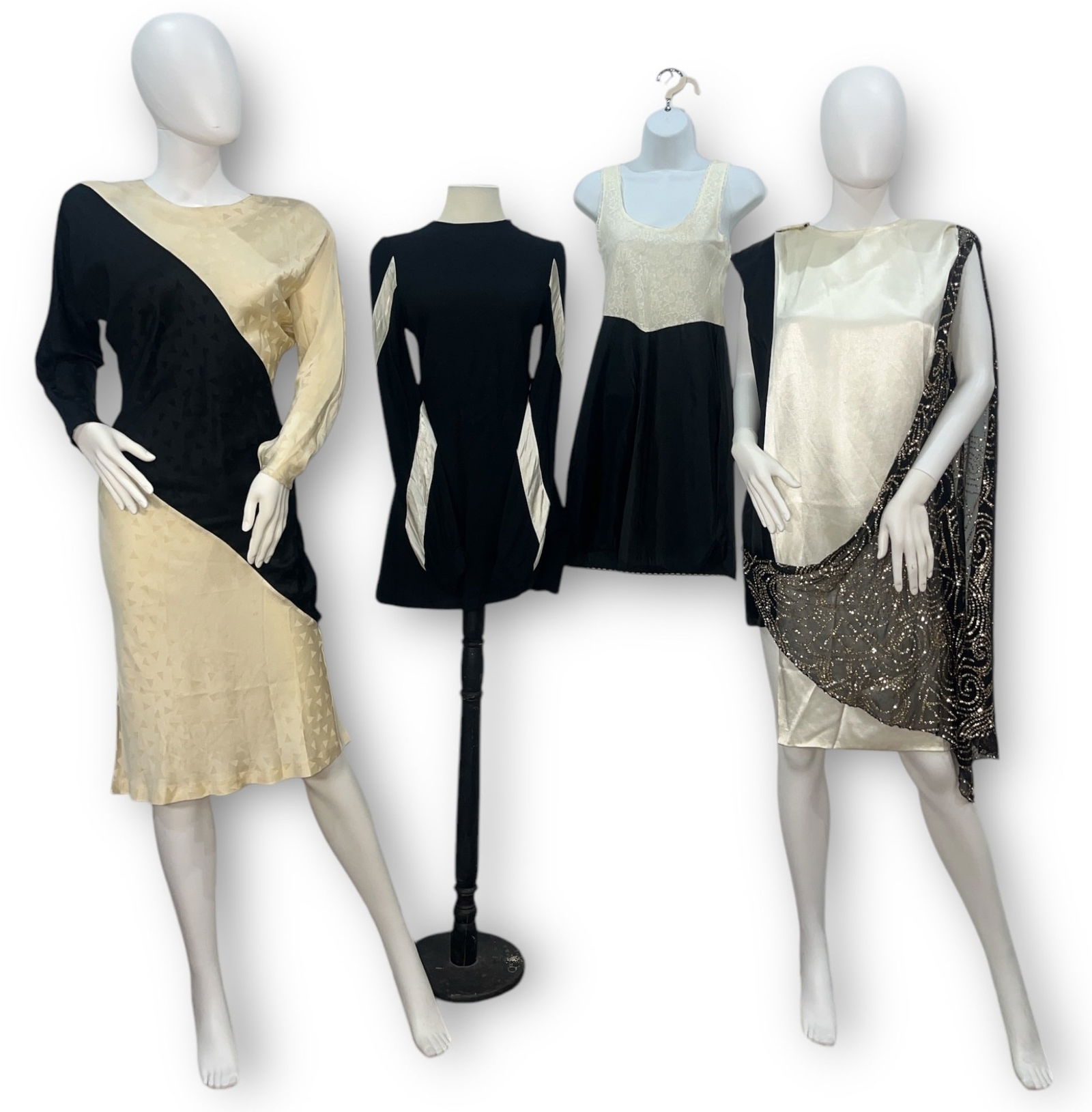 Collection Vintage Black and White Silk, Lace and Sequin Evening Dresses (1 of 7)