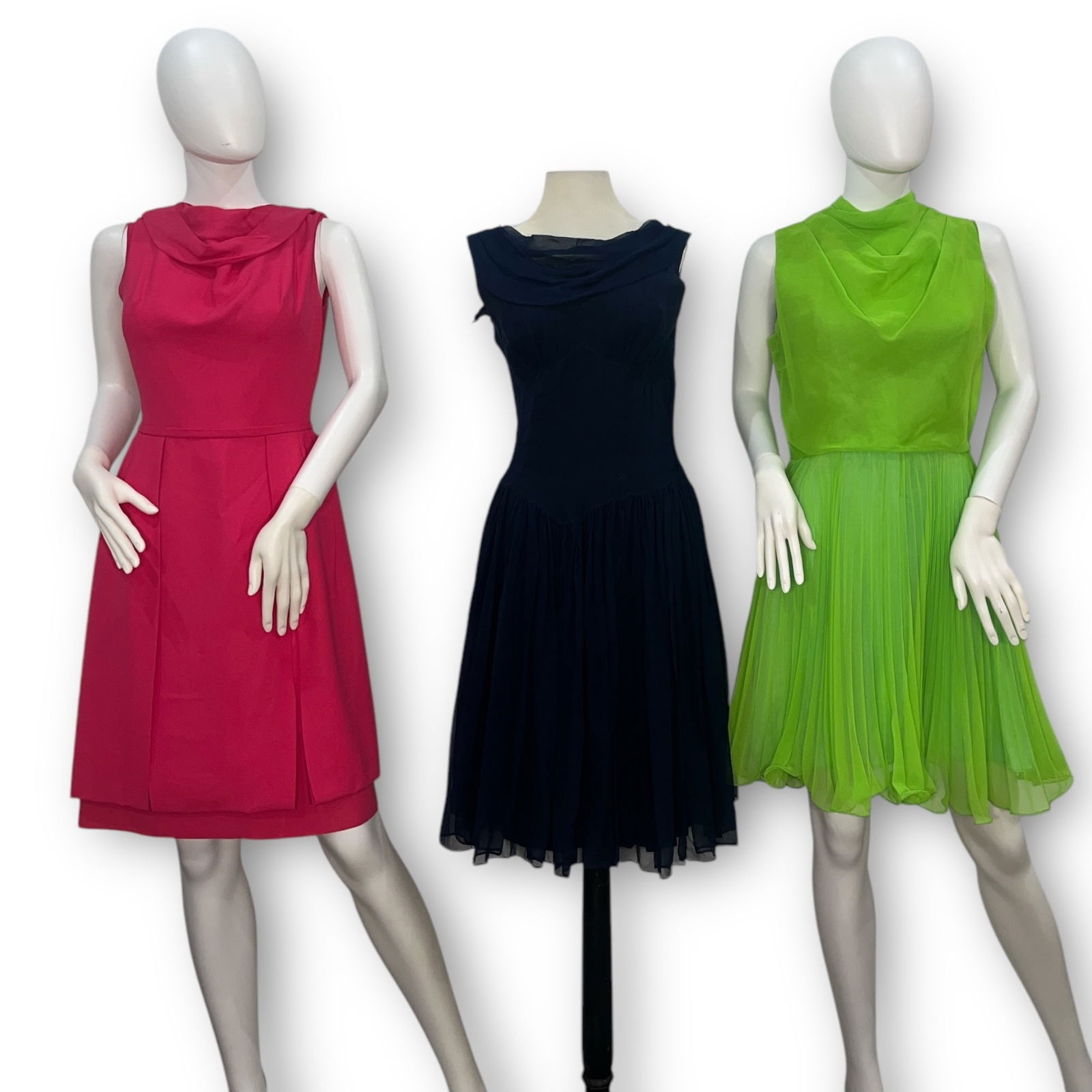 Three Vintage Cowl Neck Womens Cocktail Dresses (1 of 4)