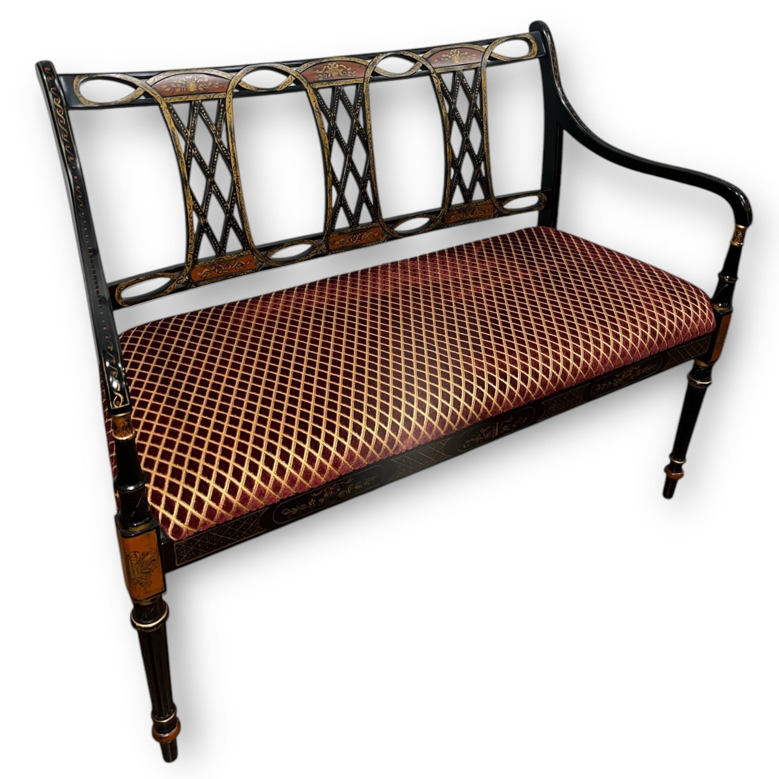 SOUTHWOOD "Beaufort" Bench: 35" H to back, 19" to seat, 43.5"W, 19" D
