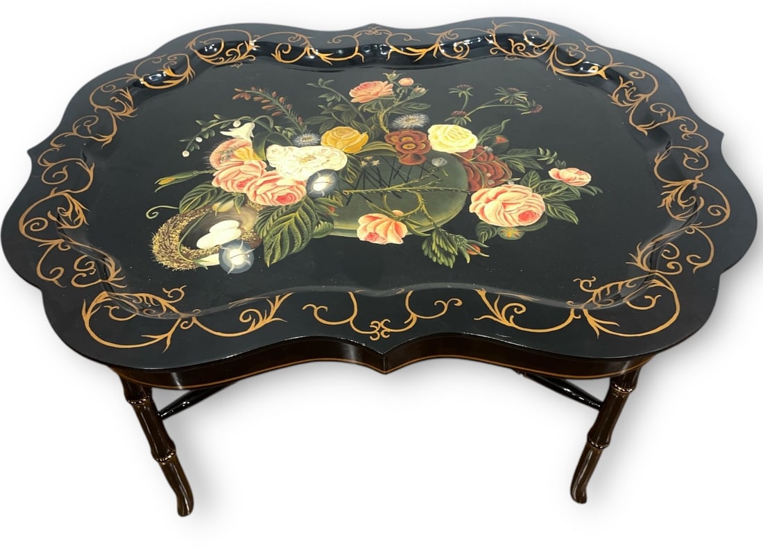 Floral Lacquered Tray Table (1 of 3)