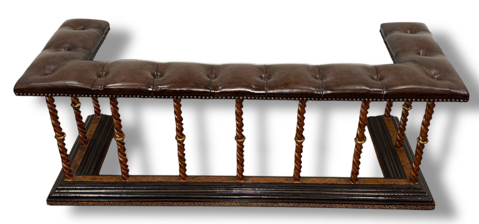Edwardian Style Tufted Leather Fire Fender (1 of 3)