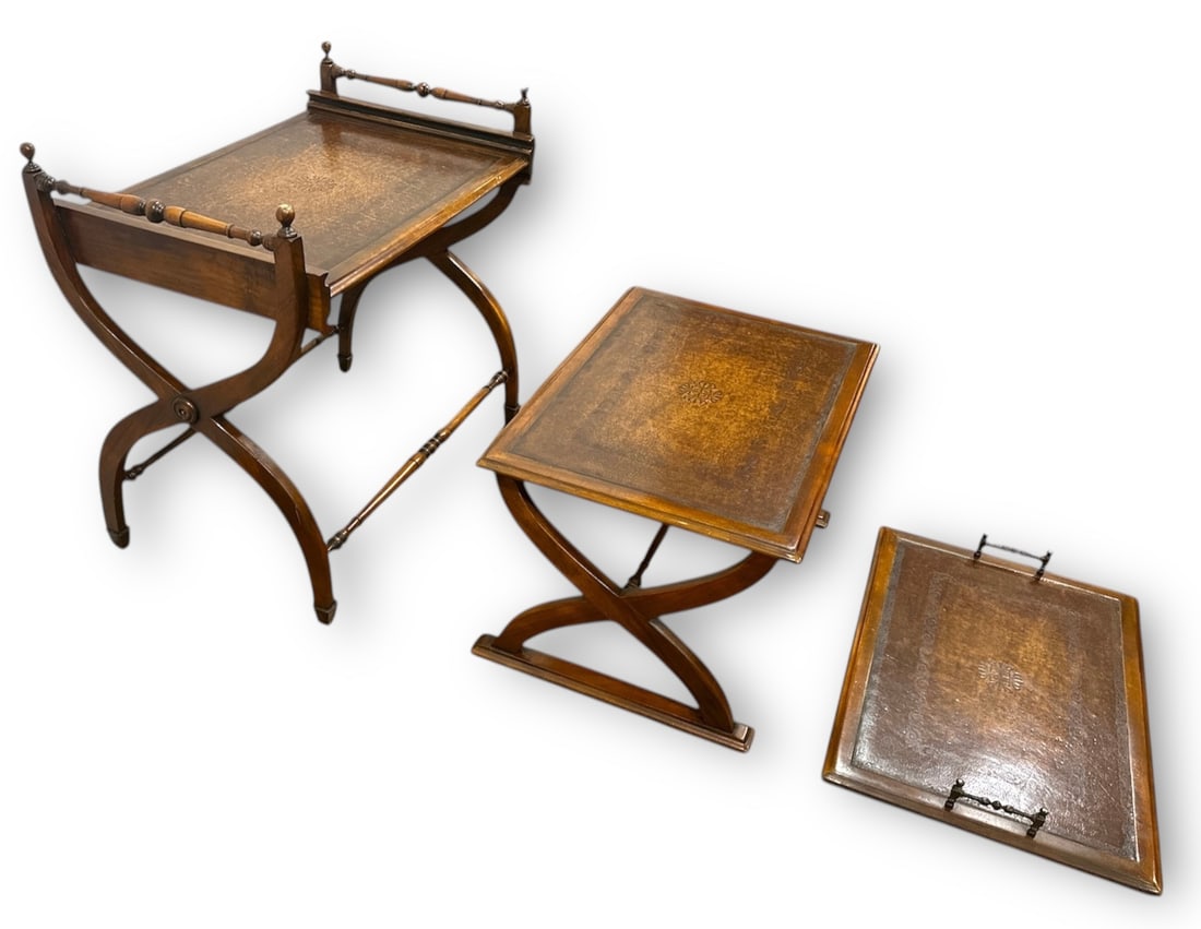 Vintage THEODORE ALEXANDER Nesting Table and Tray Set (1 of 9)