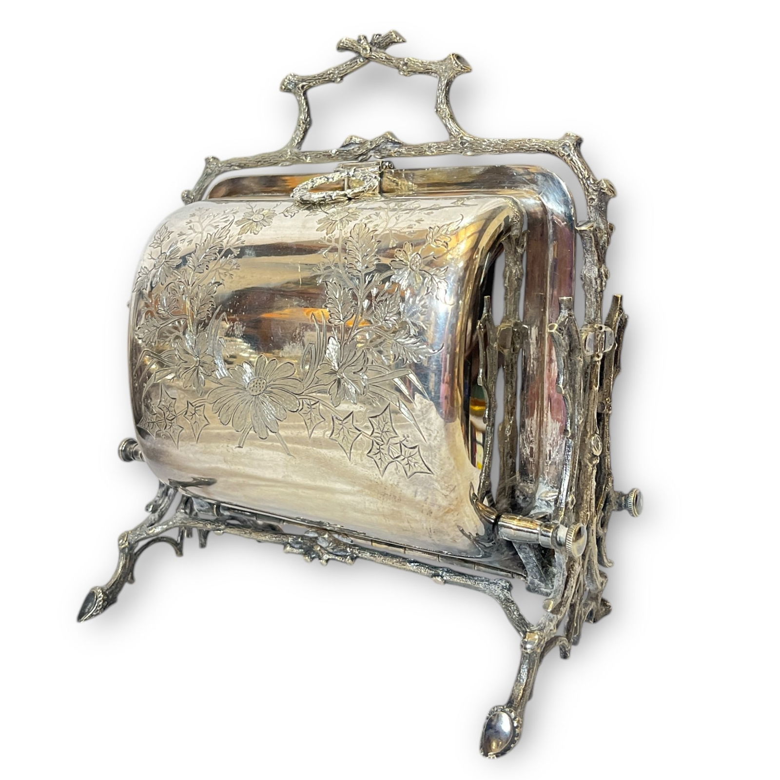 A Victorian Silver Plated Folding Biscuit Box (1 of 6)