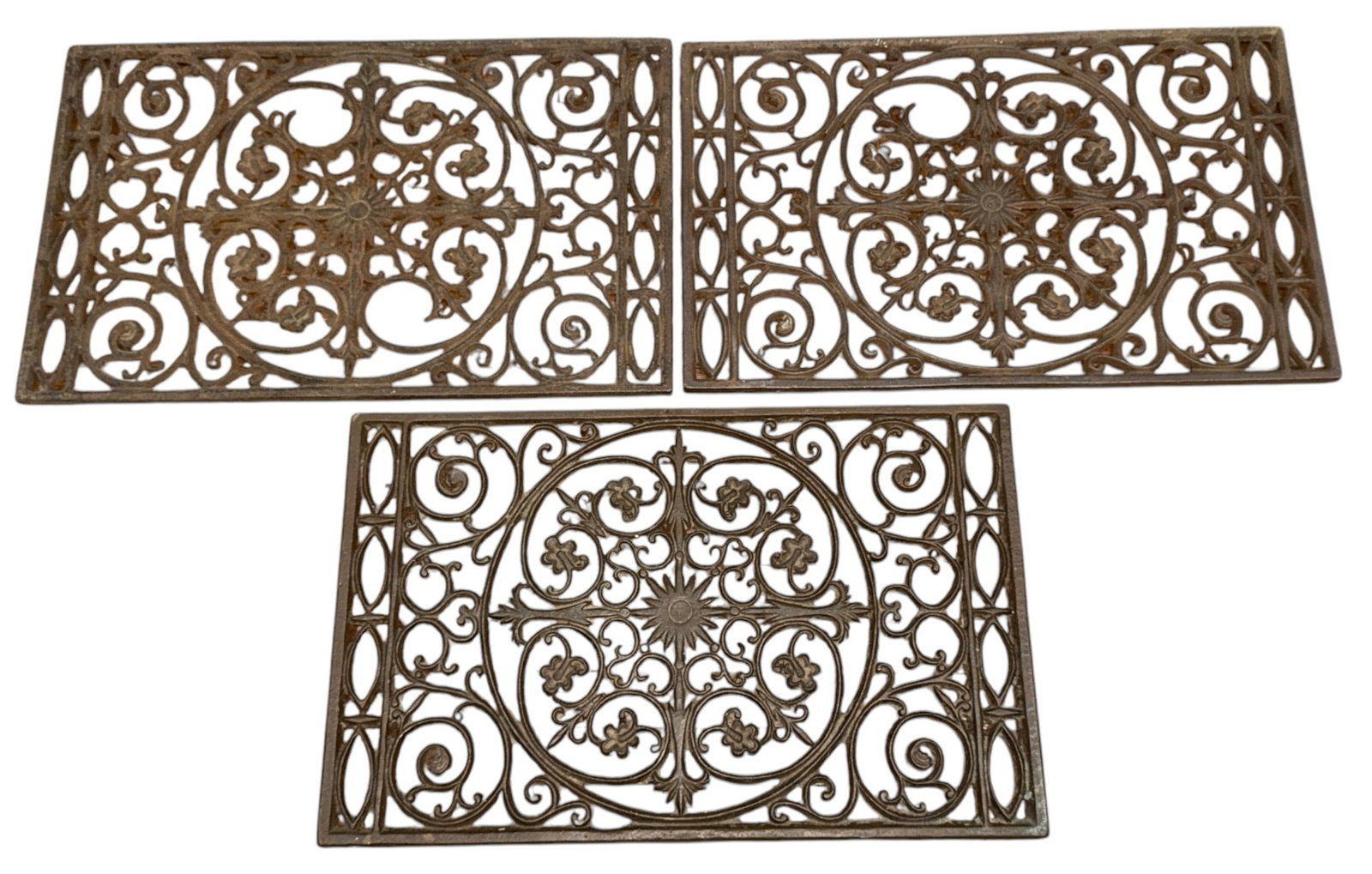 Three Antique Cast Iron Architectural Entryway Grates (1 of 5)