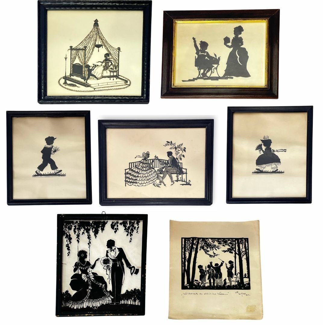 A Collection of French, English, German Cameo Silhouette Framed Artwork (1 of 10)