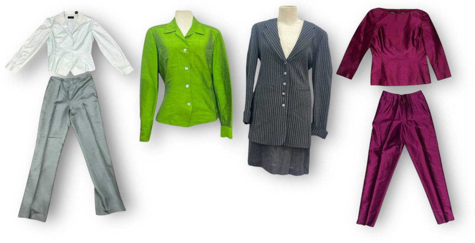 A Collection of DANA BUCHMAN Ladies Business Separates: Includes tagged sizes 4-8, blazers, sets, skirts, and more. Please see photos for included tags.