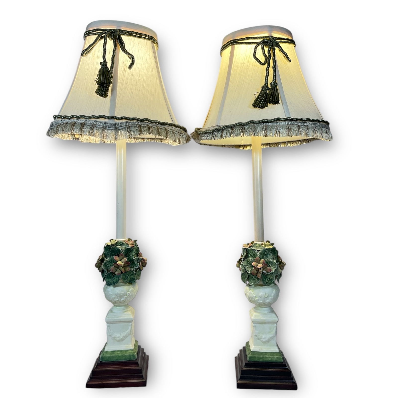 A Pair of French Inspired Porcelain Floral Table Lamps (1 of 5)