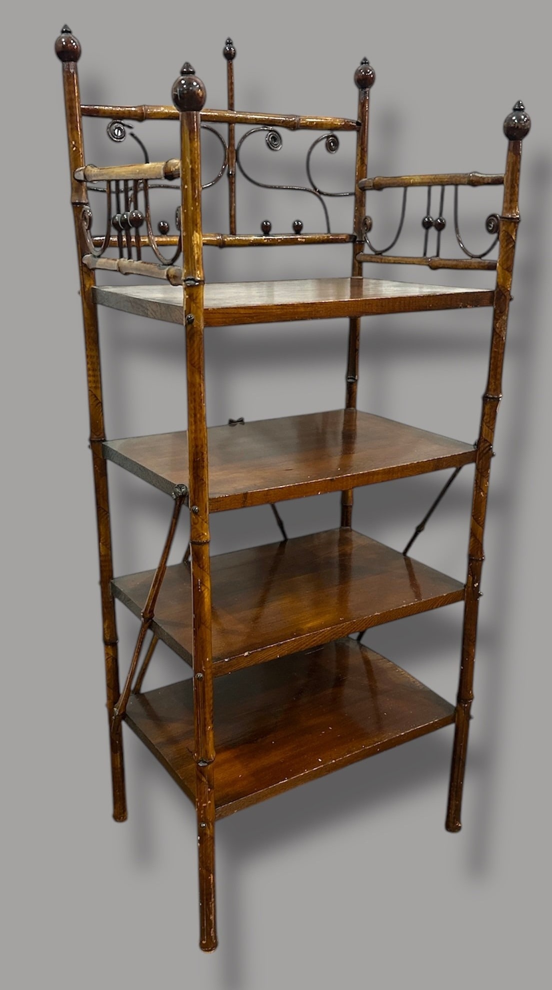 Victorian Style Burnt Bamboo Etagere (1 of 7)