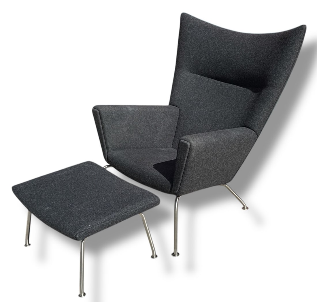 HANS J. WEGNER Wing Lounge Chair & Ottoman, Model CH 445 (1 of 9)