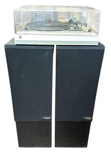 DUAL 1258 Turntable & MISSION Tower Speakers: UNTESTED, turntable measures 6.5" H x 14.5" W x 10.5, Speakers are 32"H x 13.5"W x 10" D