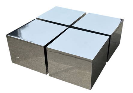 Mirrored Mid Century Modular Coffee Table, 4 Pieces: Each piece measures 15" H x 20" W x 20" D. Pieces can also be stacked.