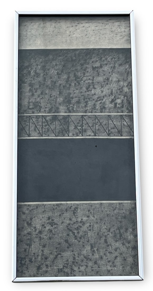 Modernist Mix Media in Frame, RANDALL T REID: 20.75"H x 9.5" W,
